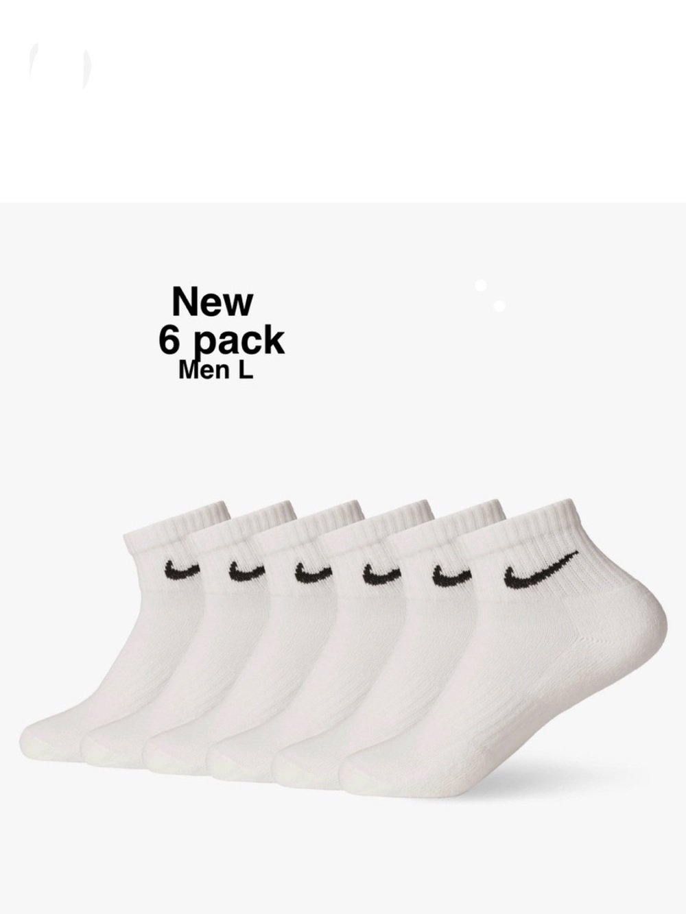 New Nike Everyday CUSHIONED Ankle Socks (6-Pack) White / Black with tags ⭐️⭐️⭐️